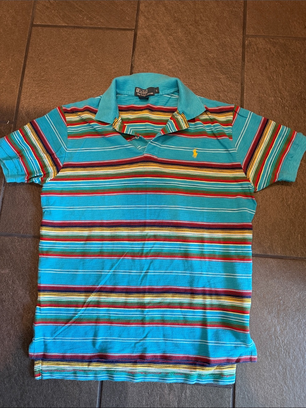 Polo by Ralph Lauren Turquoise Multicolor Stripe Polo Shirt
